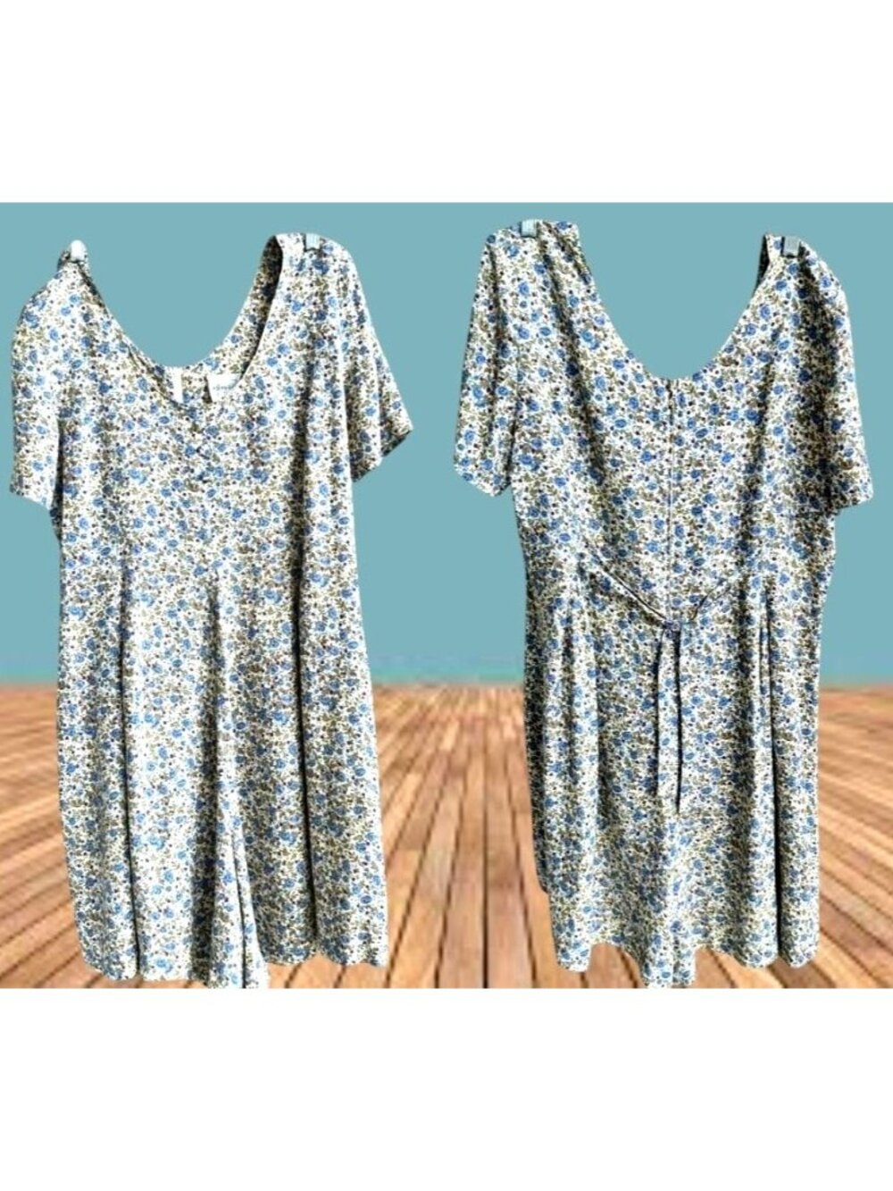 Vintage 80s Jeffrey Dana Linda Hutley Floral Romper Sz 10 Shoulder Pads Back Zip